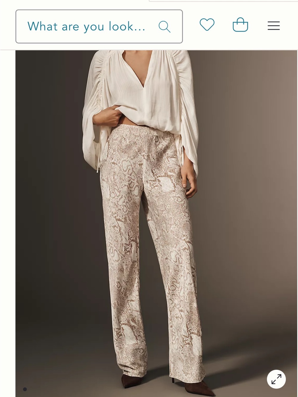 Anthropologie Neutral Snake-Print Wide Leg Pants
